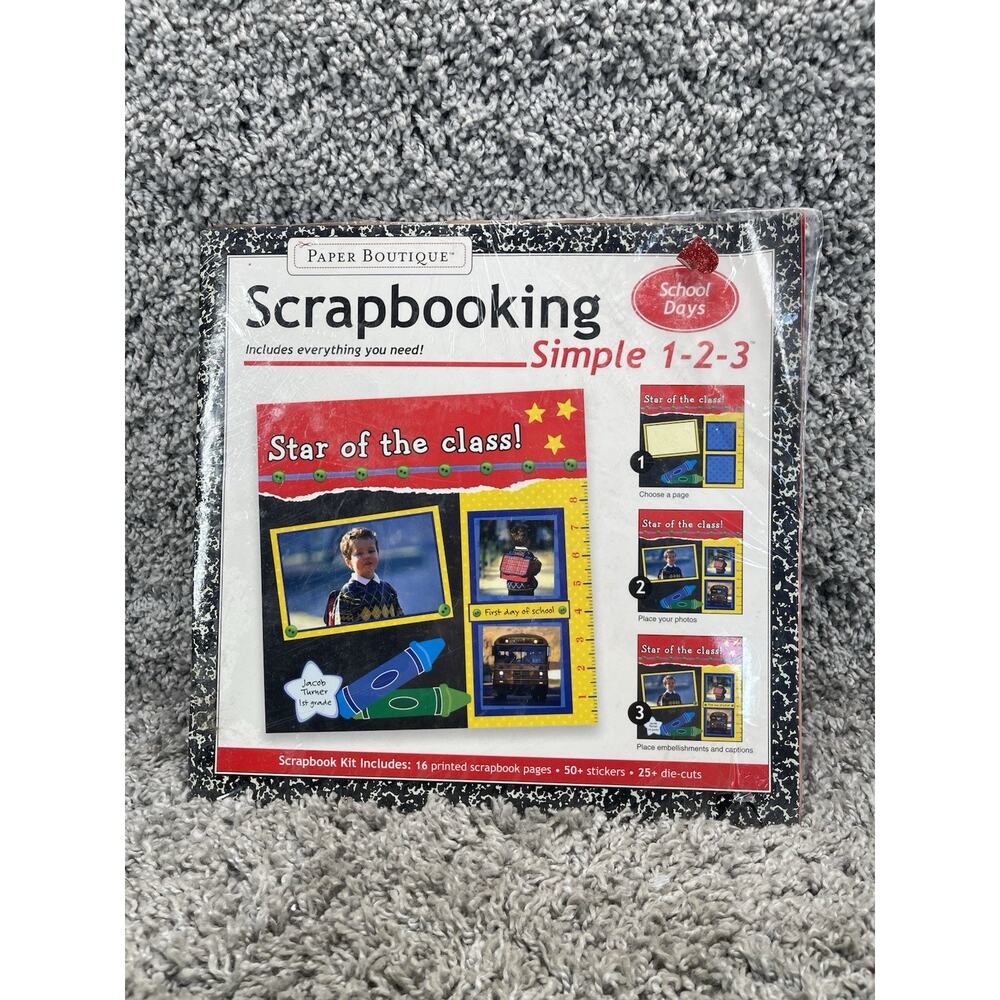 Paper Boutique Scrapbooking Simple 1 2 3 School Days Theme Scrapbooking Kit